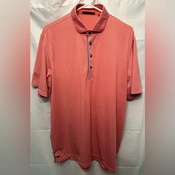 Greyson Golf Polo Shirt Men’s XL Red Pink Striped Performance Stretch - Picture 2 of 7
